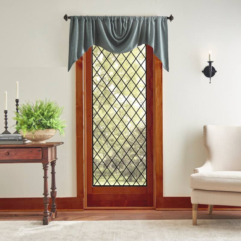 Martha Stewart Naples Chenille Solid Curtains - Panel Pair or Valance - Valance - Olive