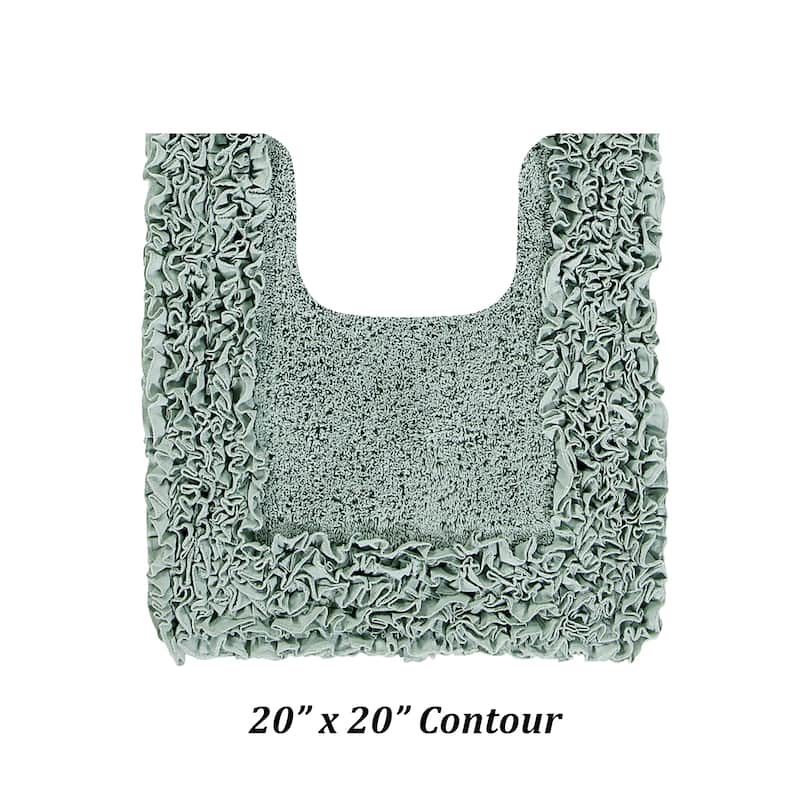 Better Trends Shaggy Border Collection Bathroom Rug -100% Cotton Tufted, Non-Skid Spray Latex Backing, Machine Washable Bath Mat - 20" x 20" Contour - Sage