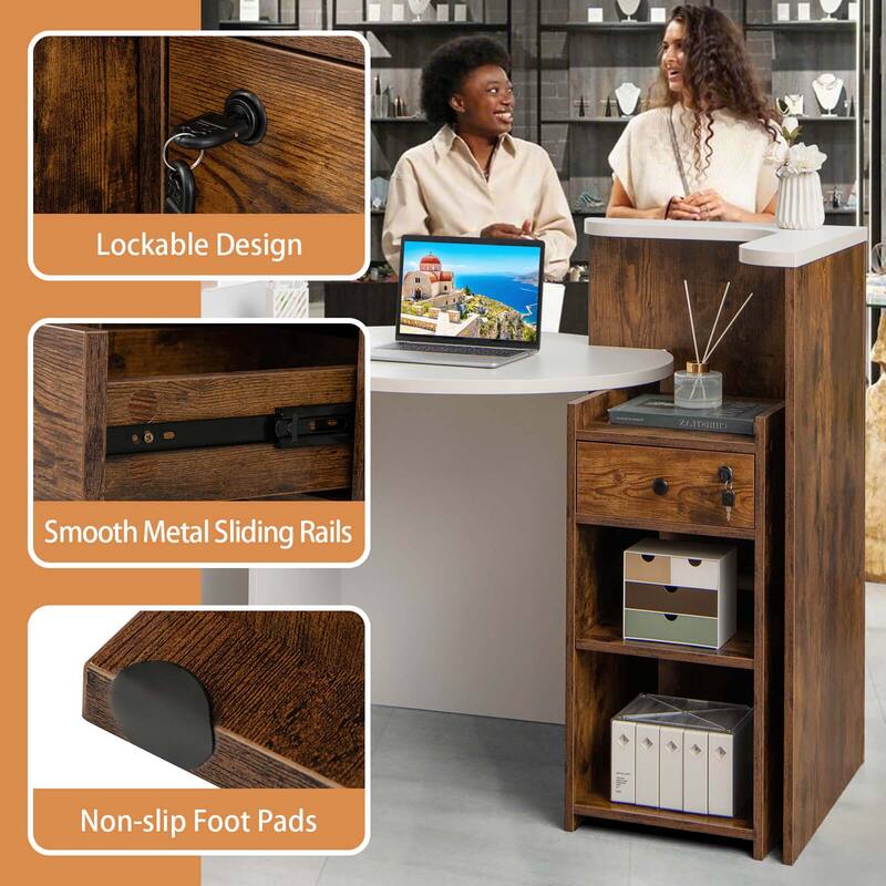 Costway Front Reception Counter Desk Checkout Office Desk with Open