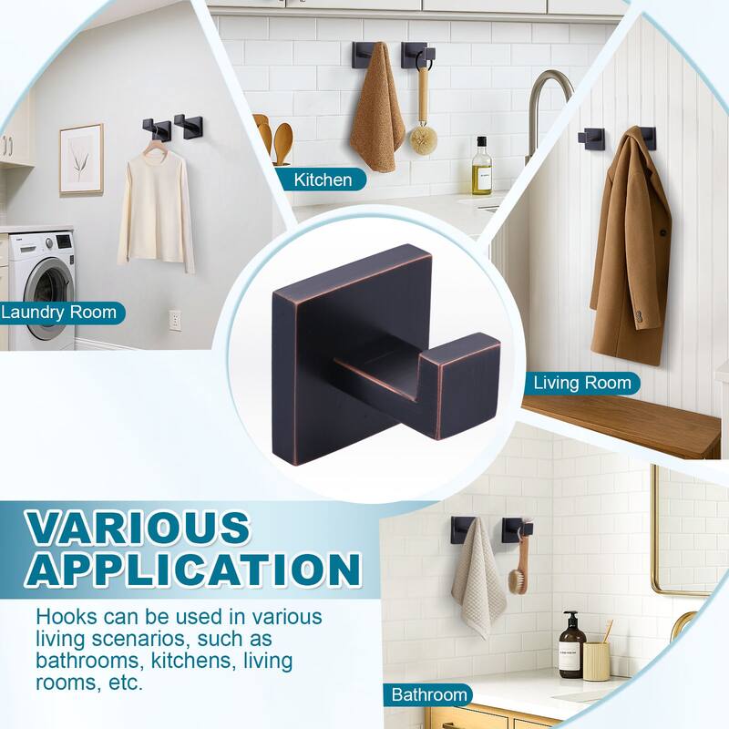 WOWOW J-Hook Wall Mount Robe/Towel Hook 2PCS