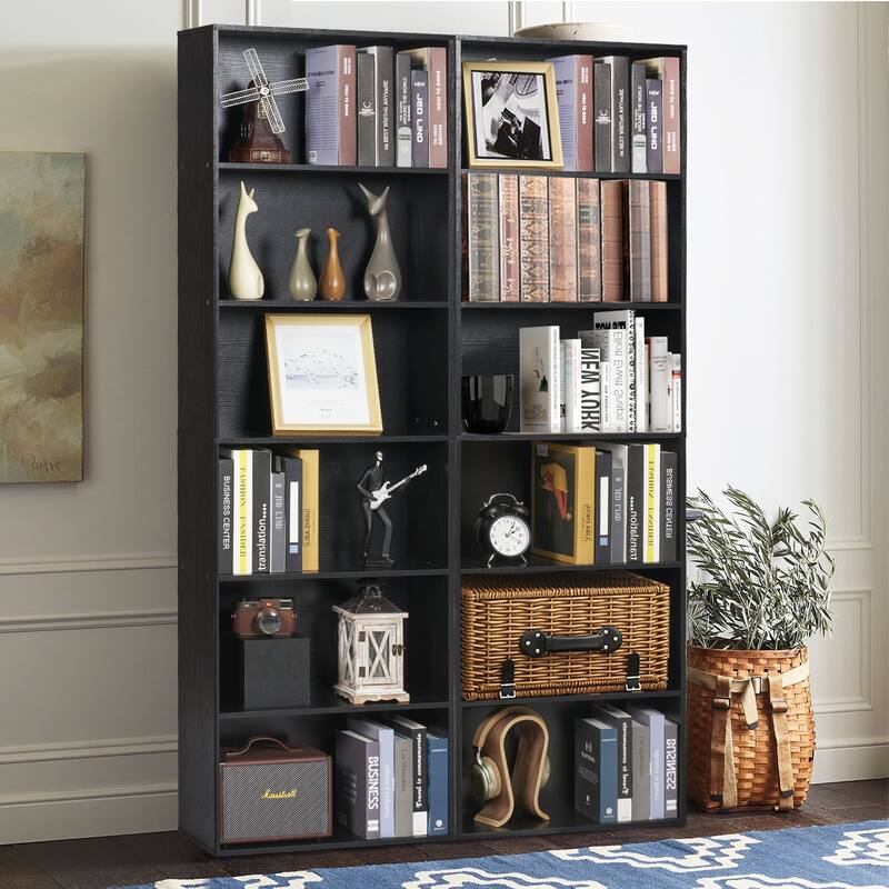 Bookcase and Bookshelf, Floor Standing 6-Story High Bookshelf - 2 - Black