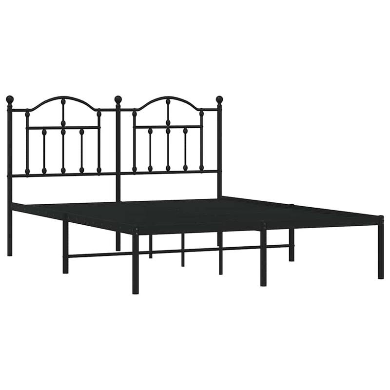 vidaXL Bed Frame Black Powder-coated steel 55.1 x 78.7 in Bed Frame - 57.5 x 81.5 x 38.2