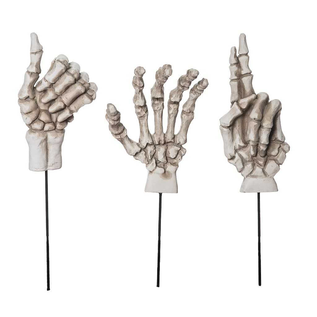 Transpac Resin Skeleton Hand Pick Set of 3 Halloween Home Decorations