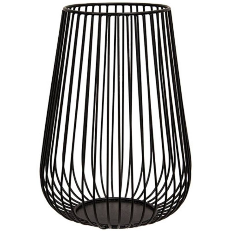 Modern Black Metal Wire Sleek Pillar Candle Holder for Living Room or Bedroom Decor