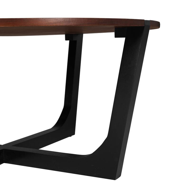 Acacia Solid Wood Coffee Table, Durable Acacia Solid Wood Frame, Brown & Black Color