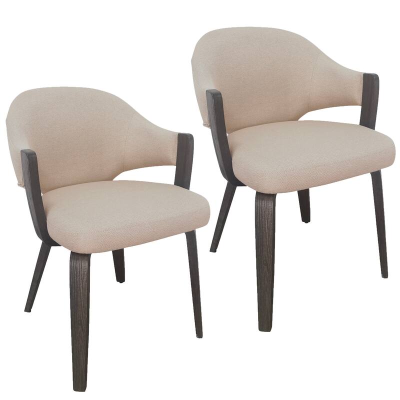 Modern Fabric and Bentwood Dining Chair, Set of 2