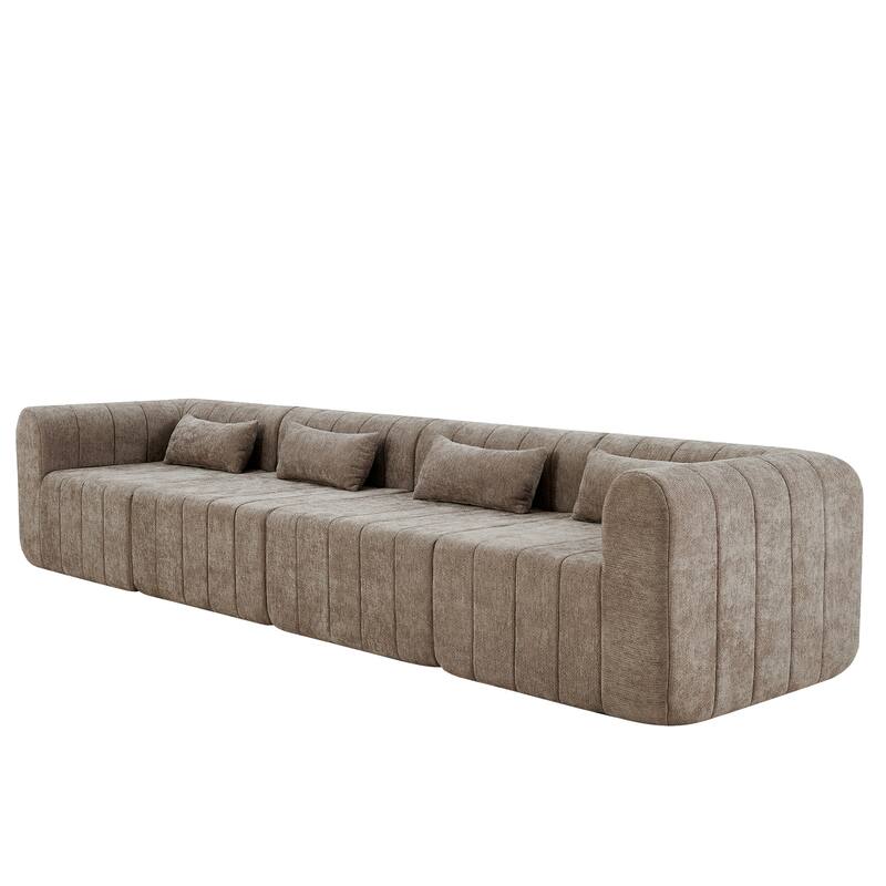 145.5" Modular Sofa Couch, Modern Sectional Sofa for Living Room, Polyester Upholstered Cloud Couch with Deep Seat