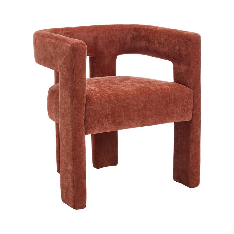 Chenille Barrel Chair Set of 2 with Wood Frame