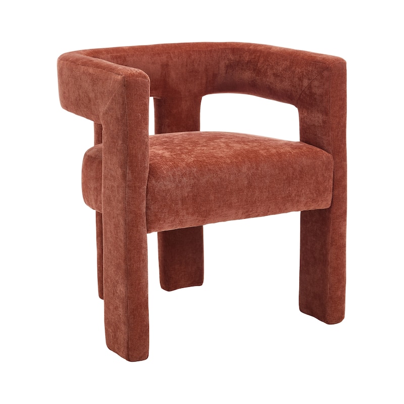 Chenille Fabric Upholstered Barrel Chair Set of 2 with Solid Wood Frame and Ergonomic Back Support