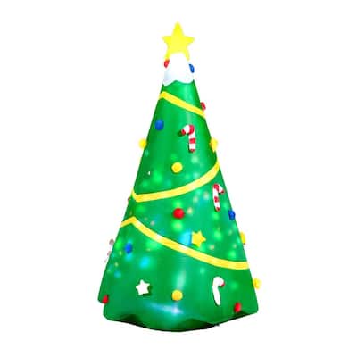 8 ft. Tall Green Vinyl Christmas Tree with Light Inflatable - Multicolor