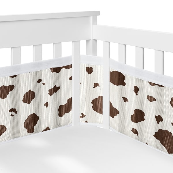 slide 2 of 6, Brown Western Cow Print Boy Girl Gender Neutral Sweet Jojo Designs +BreathableBaby Breathable Mesh Crib Liner Animal