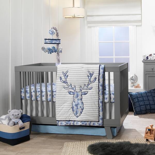 Shop Lambs Ivy Blue Camo Camouflage Gray Bear Musical Baby Crib