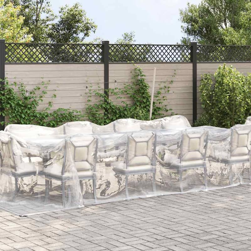 vidaXL Clear Tarpaulin with Eyelets 9.8x9.8/13.1/19.7/26.2' Polyethylene - Transparent