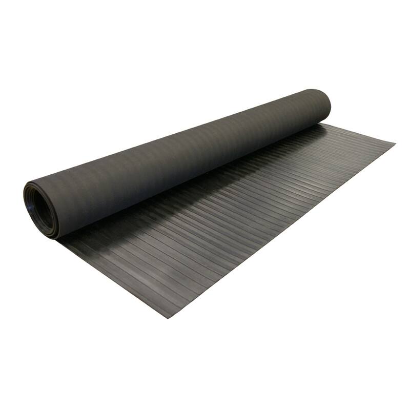 Rubber-Cal "Wide Rib" Rubber Flooring Mat - 1/8" Thick x 4ft x 10ft - Black Runner Mats (Pack of 4)