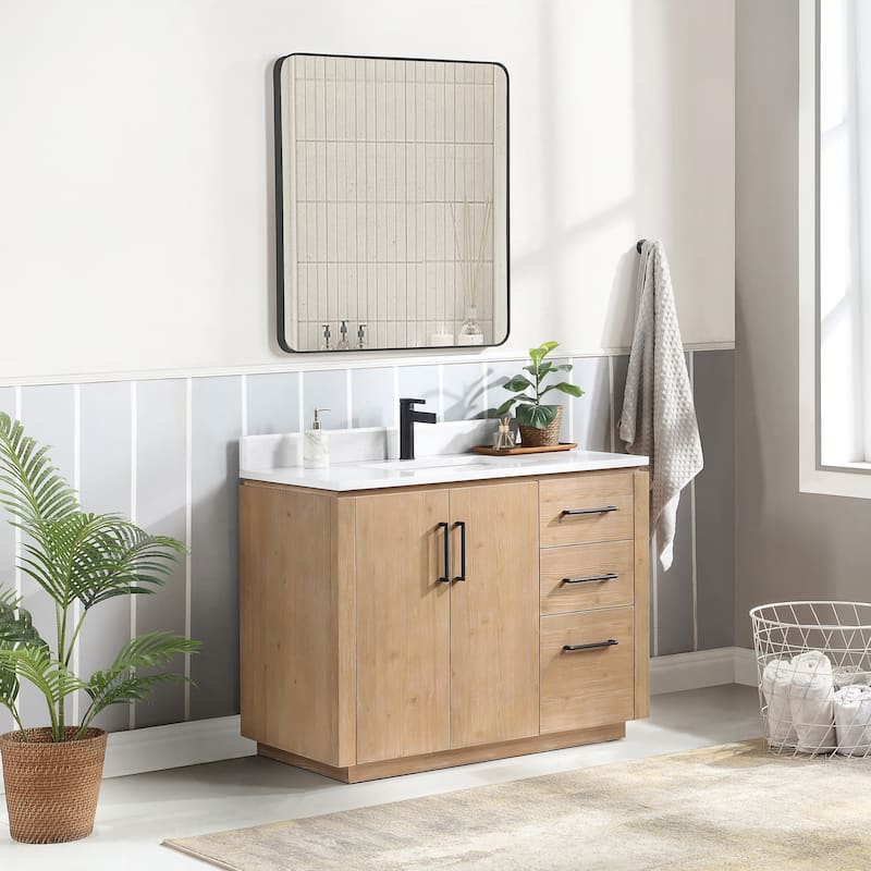 San Single Bath Vanity with Composite Stone Top without Mirror