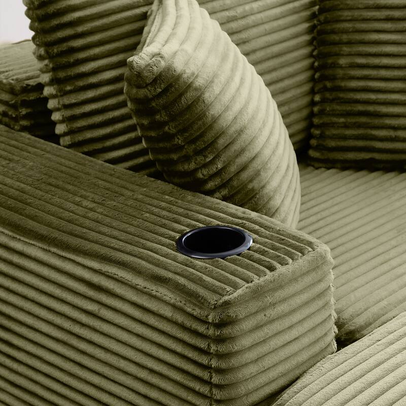 52.4" Boneless Chaise Lounge Chair, Corduroy Modular 3 in 1 Sofa Bed, Cloud Sleeper for Living Room Bedroom