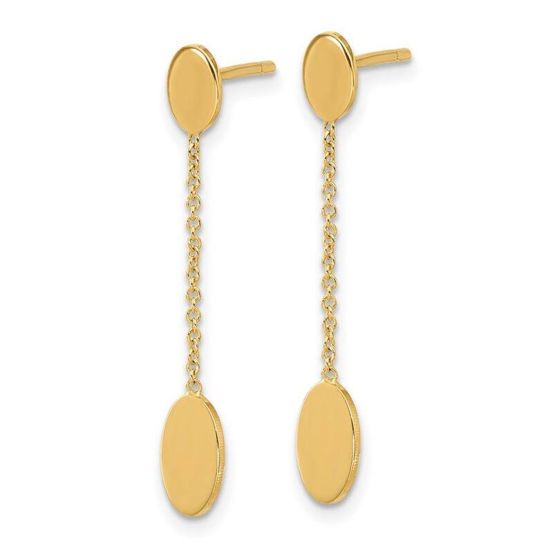 Curata 14k Yellow Gold Polished Oval Discs Guardian Angel Post Earrings - 29.55x5.48mm