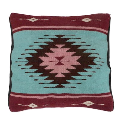 Novica Handmade Cultural Geometry Wool Cushion Cover