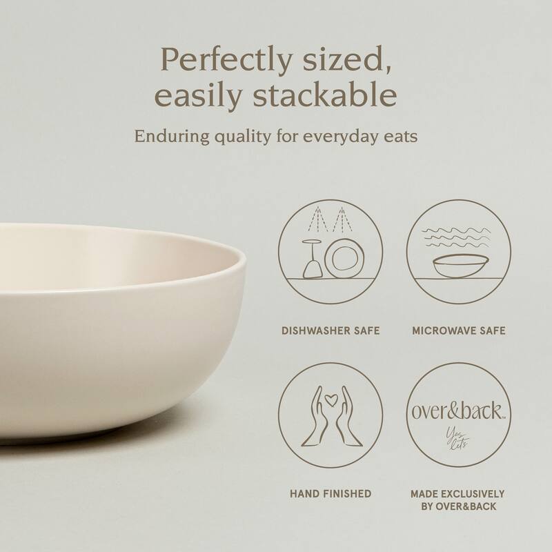 over&back Coupe Semi-Matte Stoneware Low Serving Bowl, 3.2qt