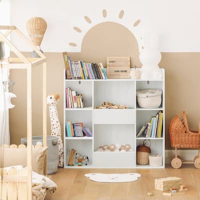 Haotian KMB55-W, Children Kids Bookcase Book Shelf Toy Storage Display