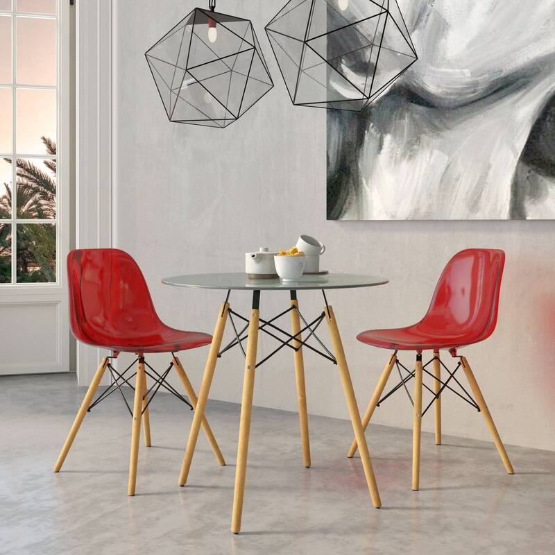 Cresco Acrylic Accent Banquet Side Dining Chair in Solid Beech Wood Legs for Indoor Outdoor Home Office Living Room & Kitchen
