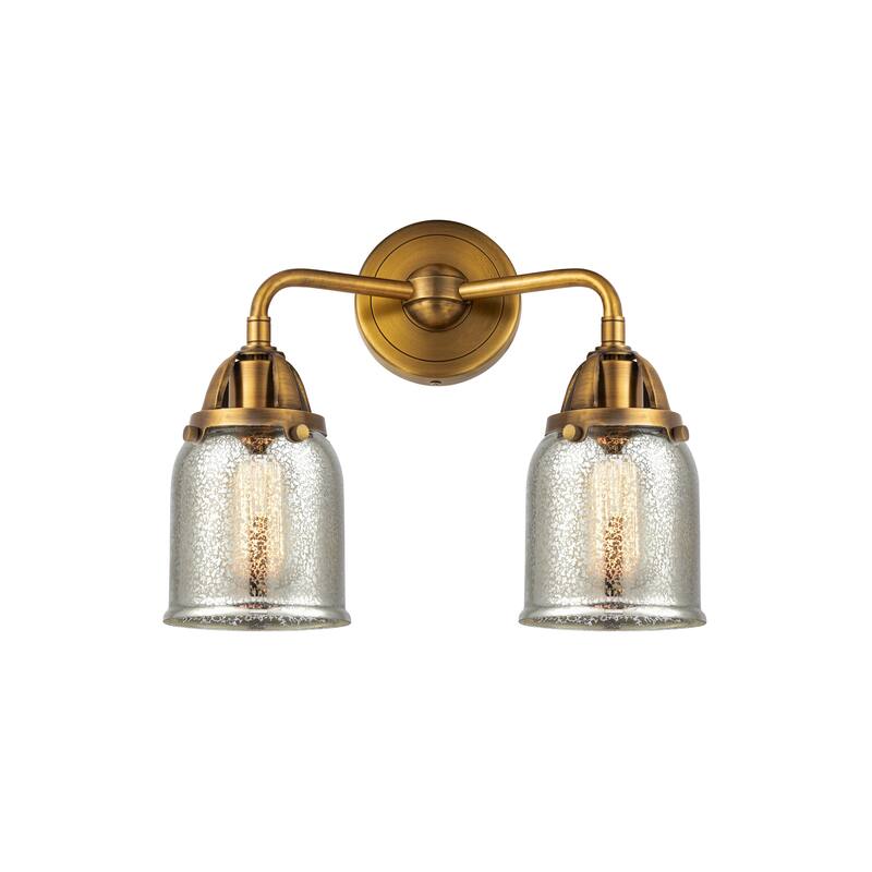 Innovations Lighting Nouveau 2 Bell - 2 Light 13" Bath Vanity Light - Silver Plated Mercury/Brushed Brass