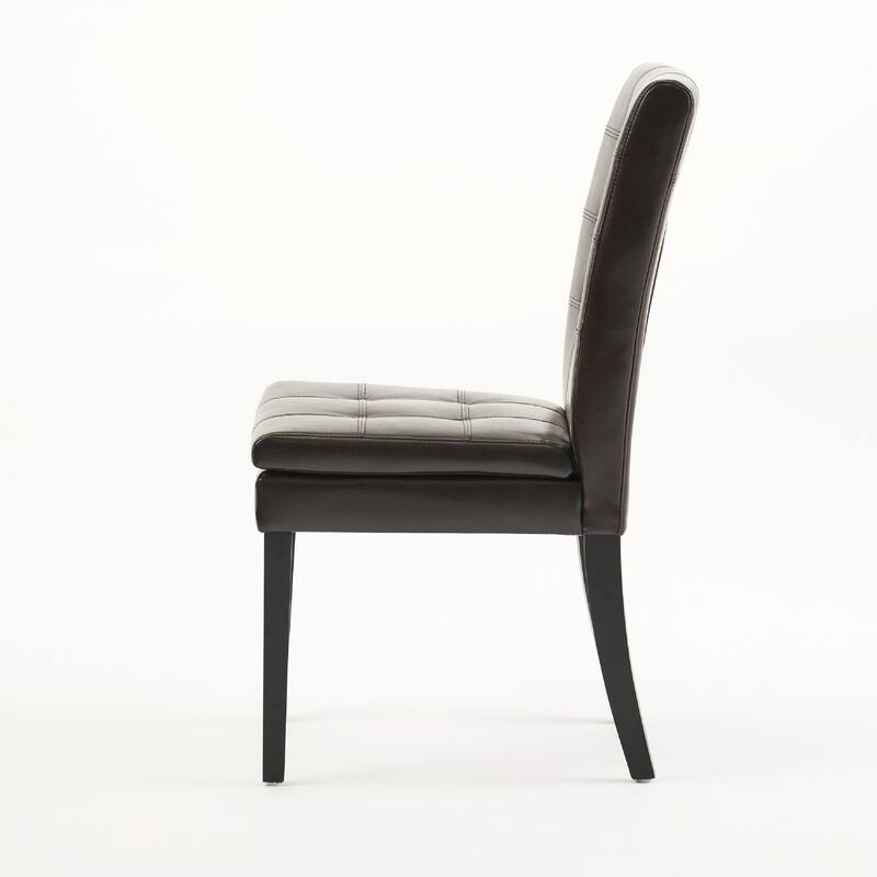 Brenda Dining Chair Set of 2, Chocolate Brown Tufted Faux Leather