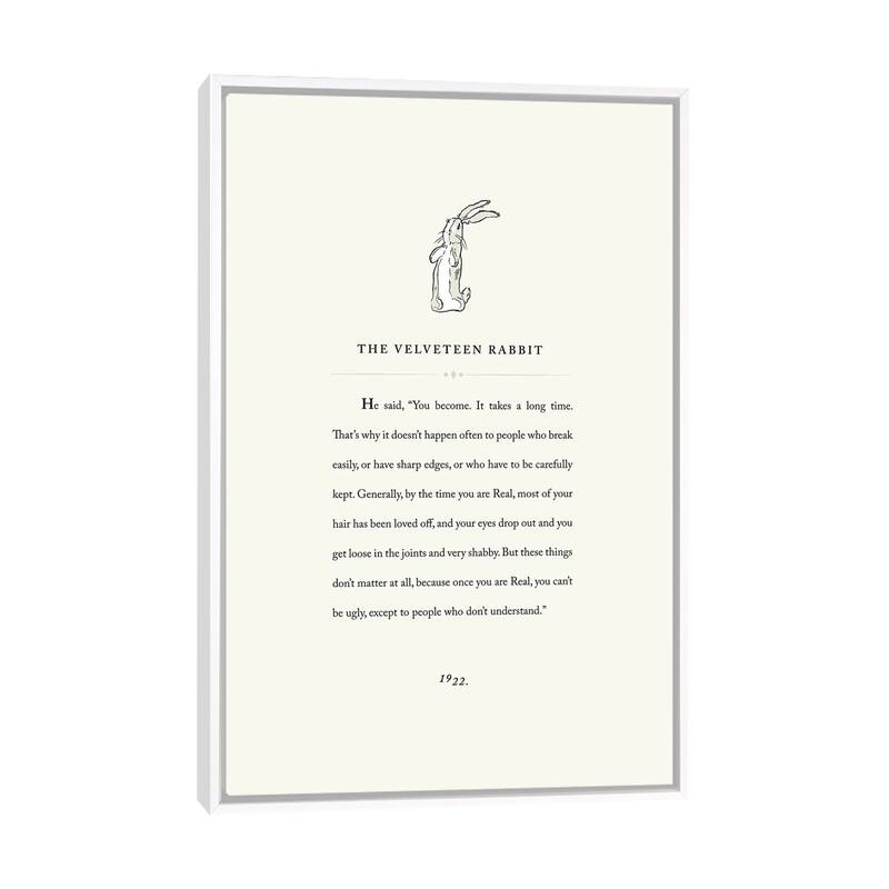 iCanvas "Velveteen Rab3it Book Page Illustration" by Holly Van Wyck Framed Canvas Print - White - 26x18