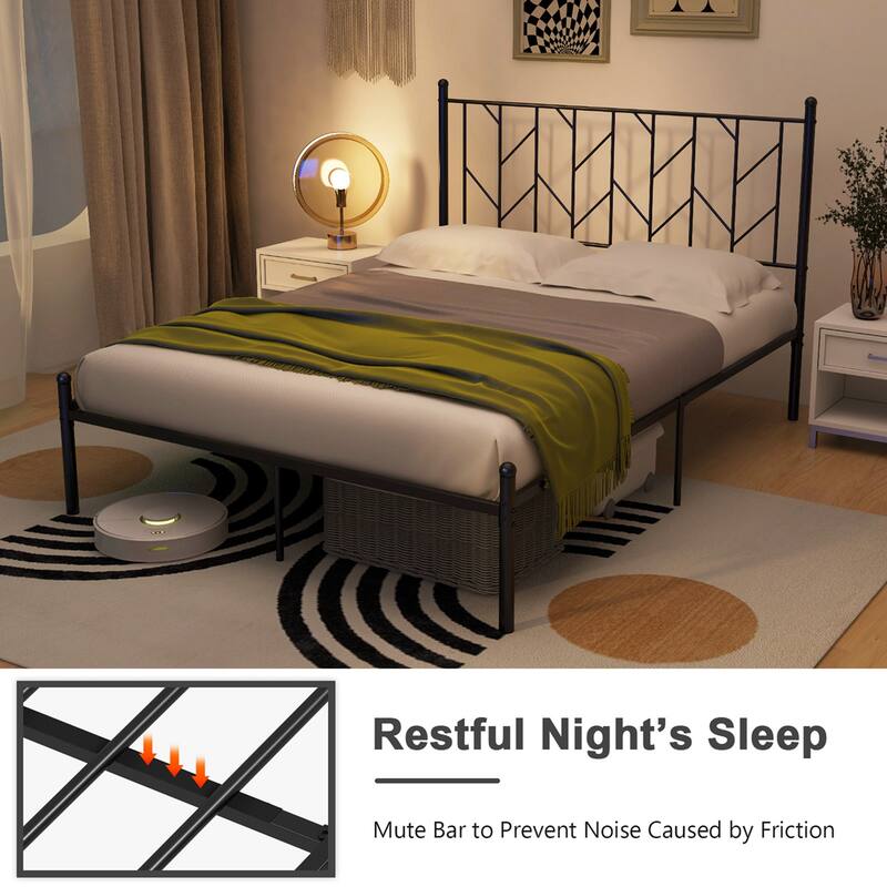 Costway Full/Qween/Twin Size Metal Platform Bed Frame Vintage