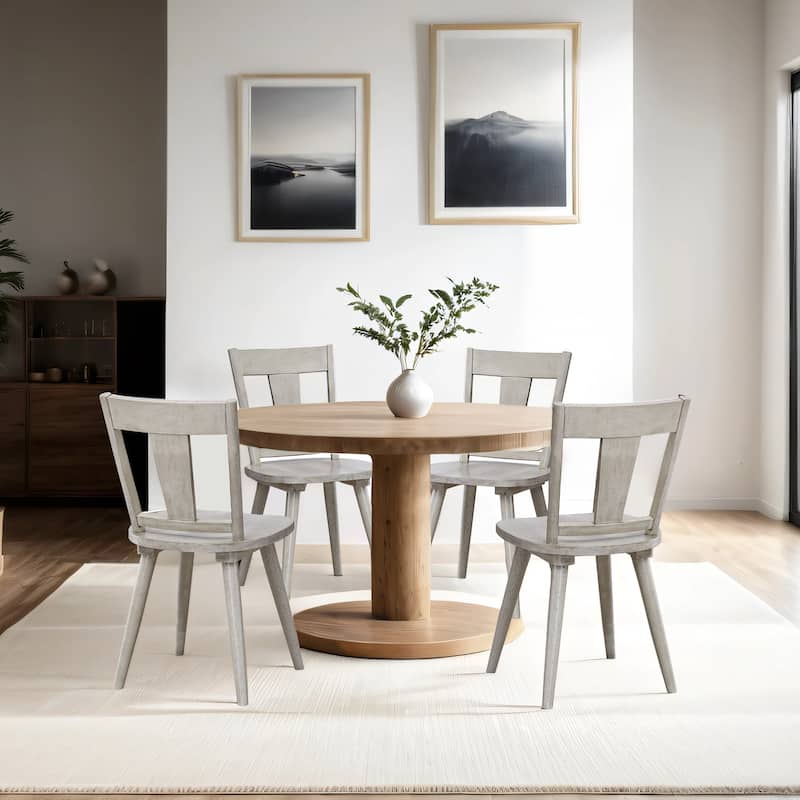 Vintage Panel Back Wooden Dining Chairs