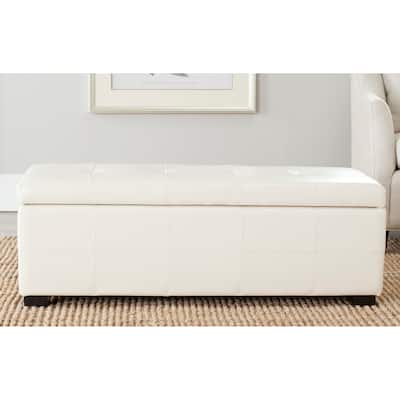 Safavieh Broadway Flat Cream Leather Large Storage Bench - 46.9" x 18.3" x 16.7"