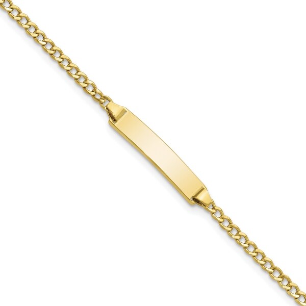 10K Yellow Gold Semi-solid Curb Link Identification Bracelet by Versil. Opens flyout.