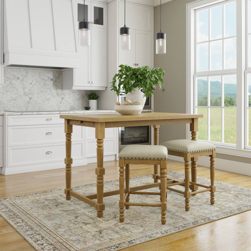 Deluxe Upholstered Barstools - 26" - Set of 2 - Brown and Beige