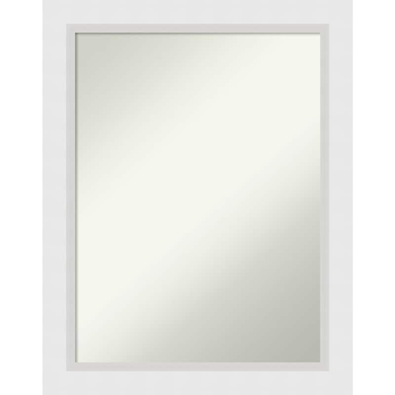 Non-Beveled Wood Bathroom Wall Mirror - Blanco White Frame