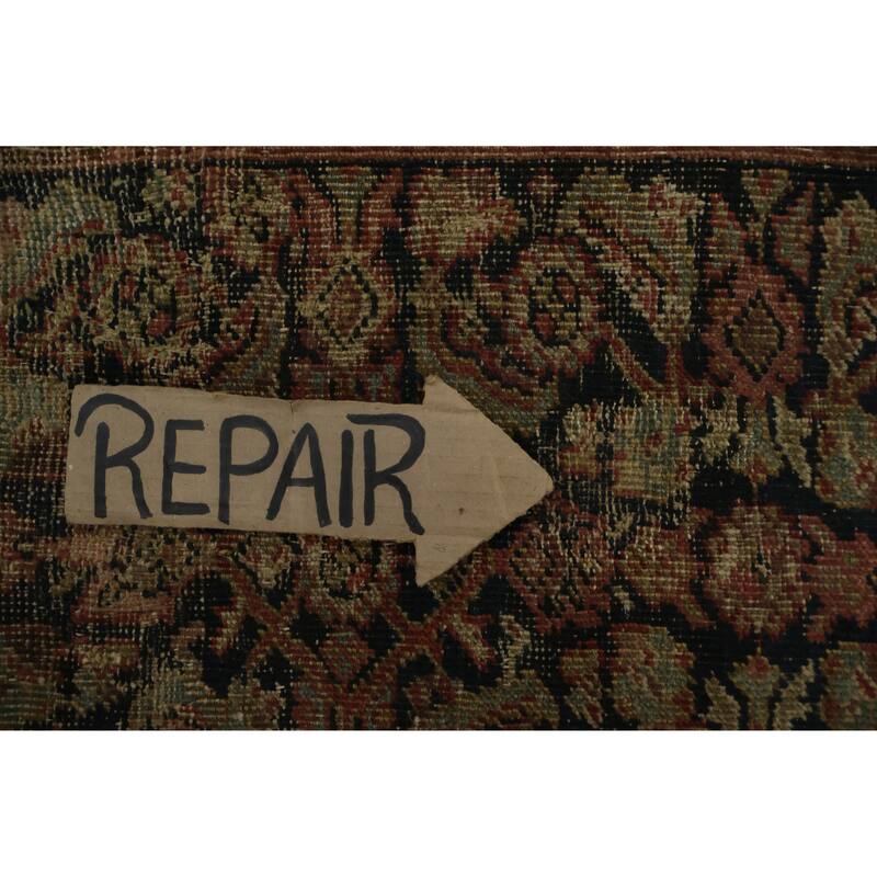 Hand Knotted Oriental 100% Wool Carpet Traditional All-Over Navy Blue & Blues Mahal Area Rug - 9' 11'' X 7' 1''