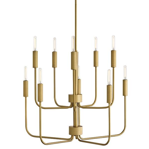 slide 1 of 1, Lark 83636 Austen 10 Light 30" Wide Candle Style Chandelier Lacquered Brass
