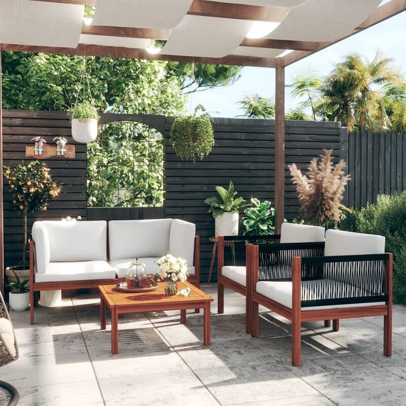 vidaXL Patio Lounge Set Outdoor Sectional Sofa with Cushions Solid Acacia Wood