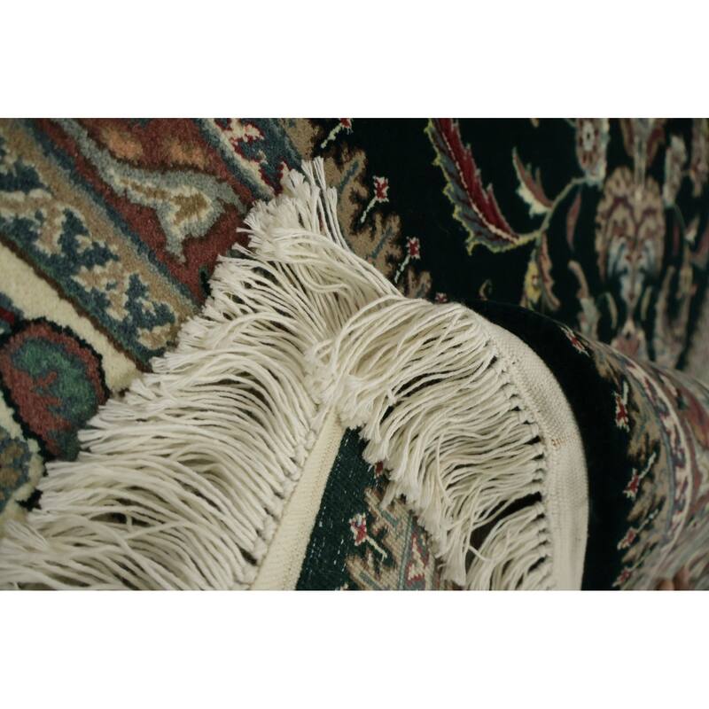 Hand Knotted Oriental 100% Wool Carpet Traditional Traditional Green Kashan Area Rug - 13' 7'' X 9' 8''