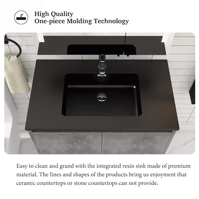 30-inch Freestanding Bath Vanity with Cultured Mable Top