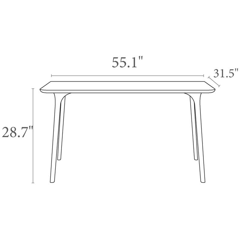 55" White Rectangular Laminated Top Outdoor Patio Dining Table