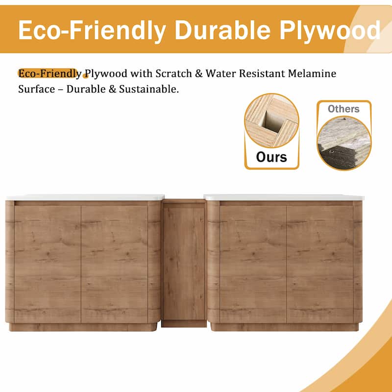 Malwee 36"/40"/48"/52"/60"/64"/84"/92" Bathroom Vanity with Sink, FreeStanding Bathroom Vanity with Door and Adjustable Shelf