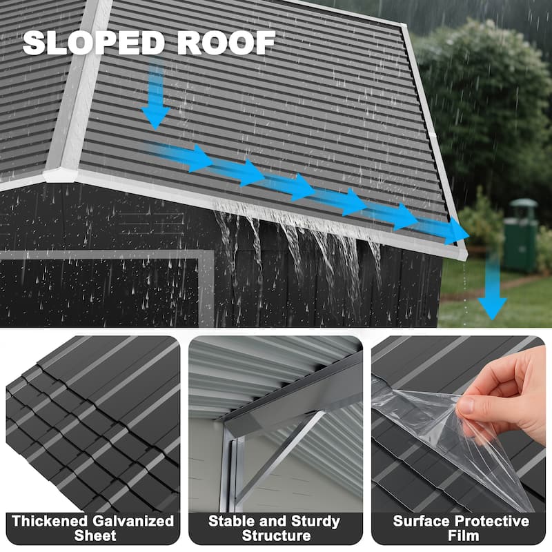 Metal Outdoor Garden Shed Storage Tool Shed with Sliding Doors