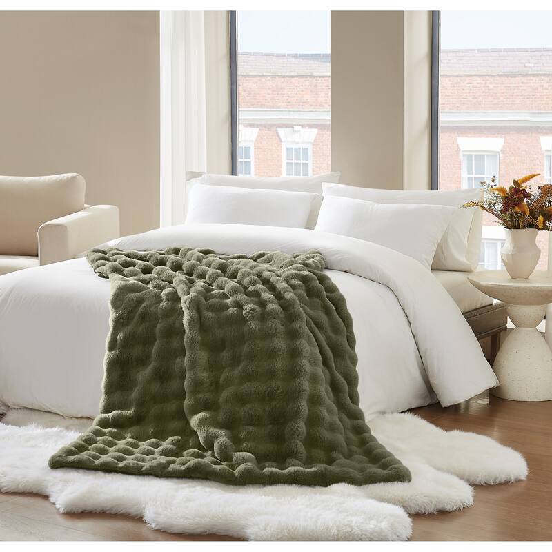 Brooklyn Loom Bubble Faux Fur Blanket and Throw