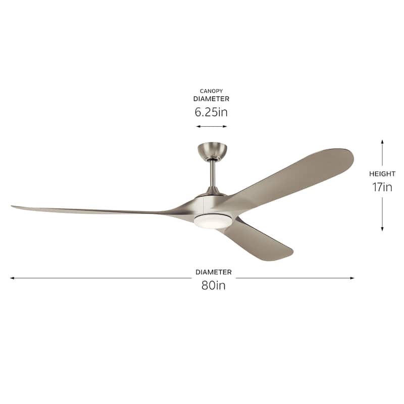 Kichler Lighting Mylo 80 Inch WeatherPlus Ceiling Fan with Satin Etch Cased Opal Glass