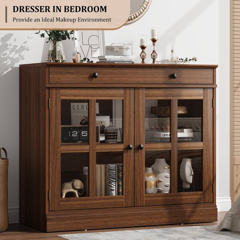35.4" Sideboard Buffet Cabinets with Glass Door