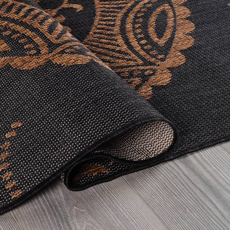 Beverly Rug Blue Medallion Indoor Outdoor Rug, Outside Carpet for Patio, Deck, Porch