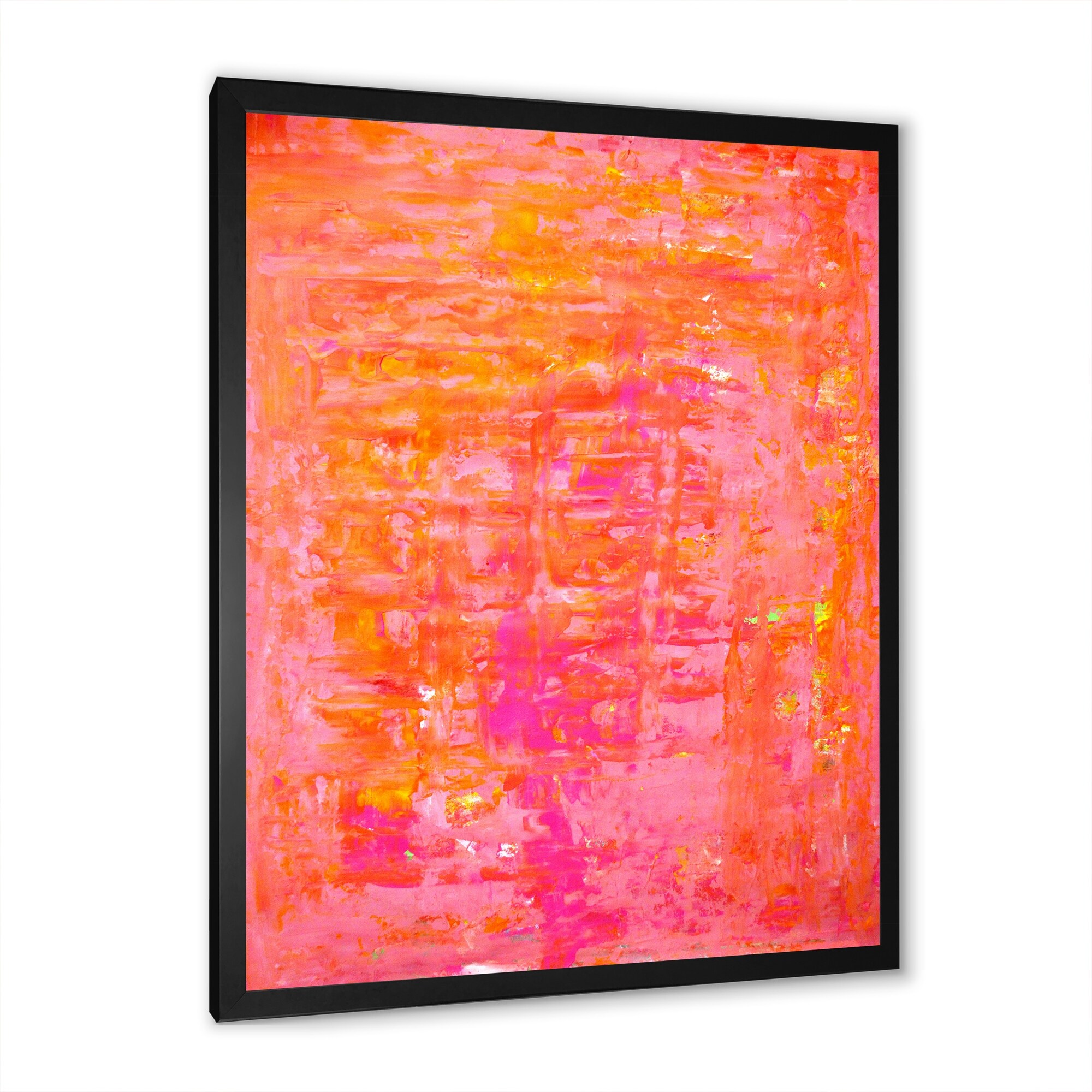 Designart Orange Meets Pink Modern Art Framed Wall Decor for Contemporary Spaces-image