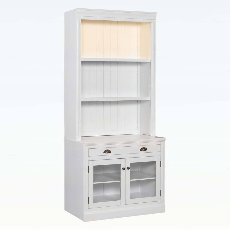 Modern Bookcase with 2 Glass Doors and 1 Drawer