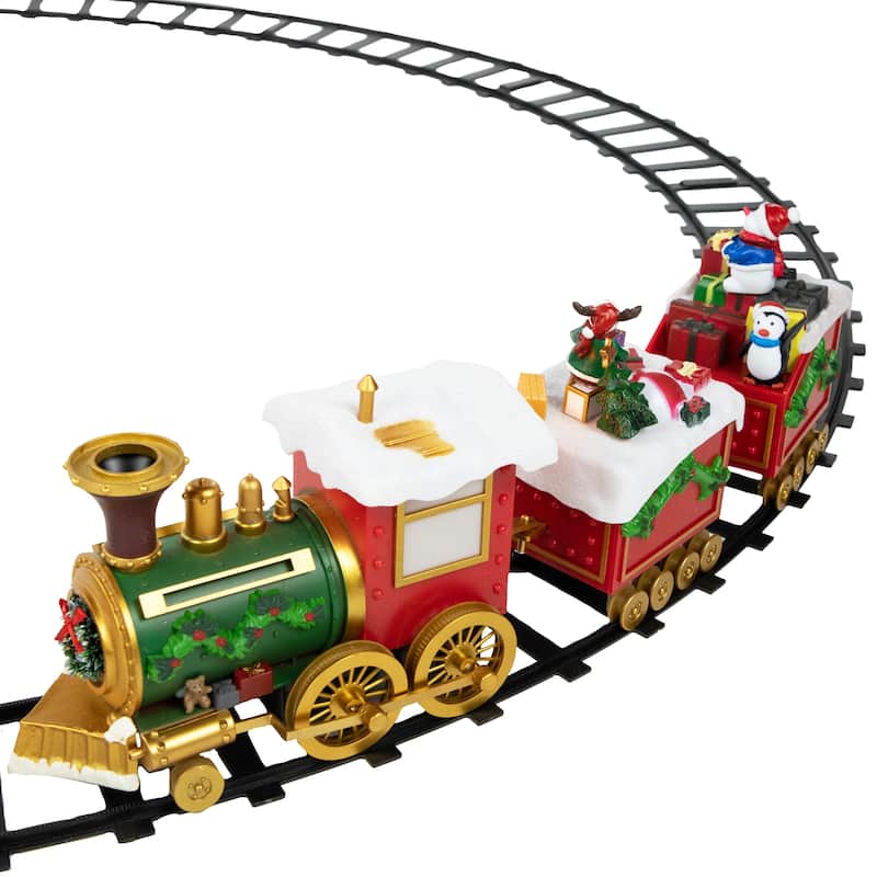 16-Piece LED Lighted Musical and Animated Christmas Village Train - 9.5"