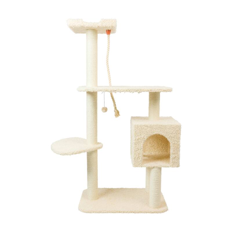 Faux Covered Real Wood Cat Scratch Furniture 57" Beige